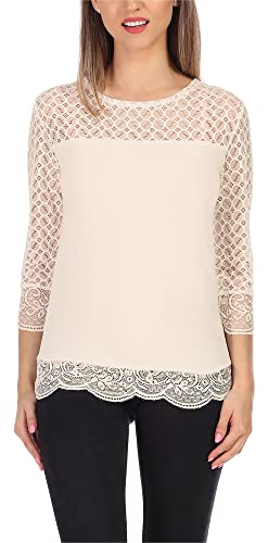 Merry Style Langes Oberteil Shirt mit Spitze MS10-316 (Ecru, XS) von Merry Style