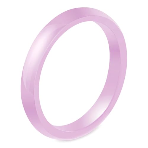 Ring Für Männer, Dünner polierter Keramikring 3MM für Unisex Rosa, Größe 62 (19.7) von Mesnt