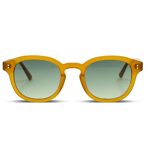 MessyWeekend Sonnenbrille Herren Rund mit handgefertigtem Acetat Rahmen - Gläser mit vollem UV400 Schutz - Designer, Coole, Vintage Sonnenbrille für Männer - Round Sunglasses Men - BILLE von MessyWeekend