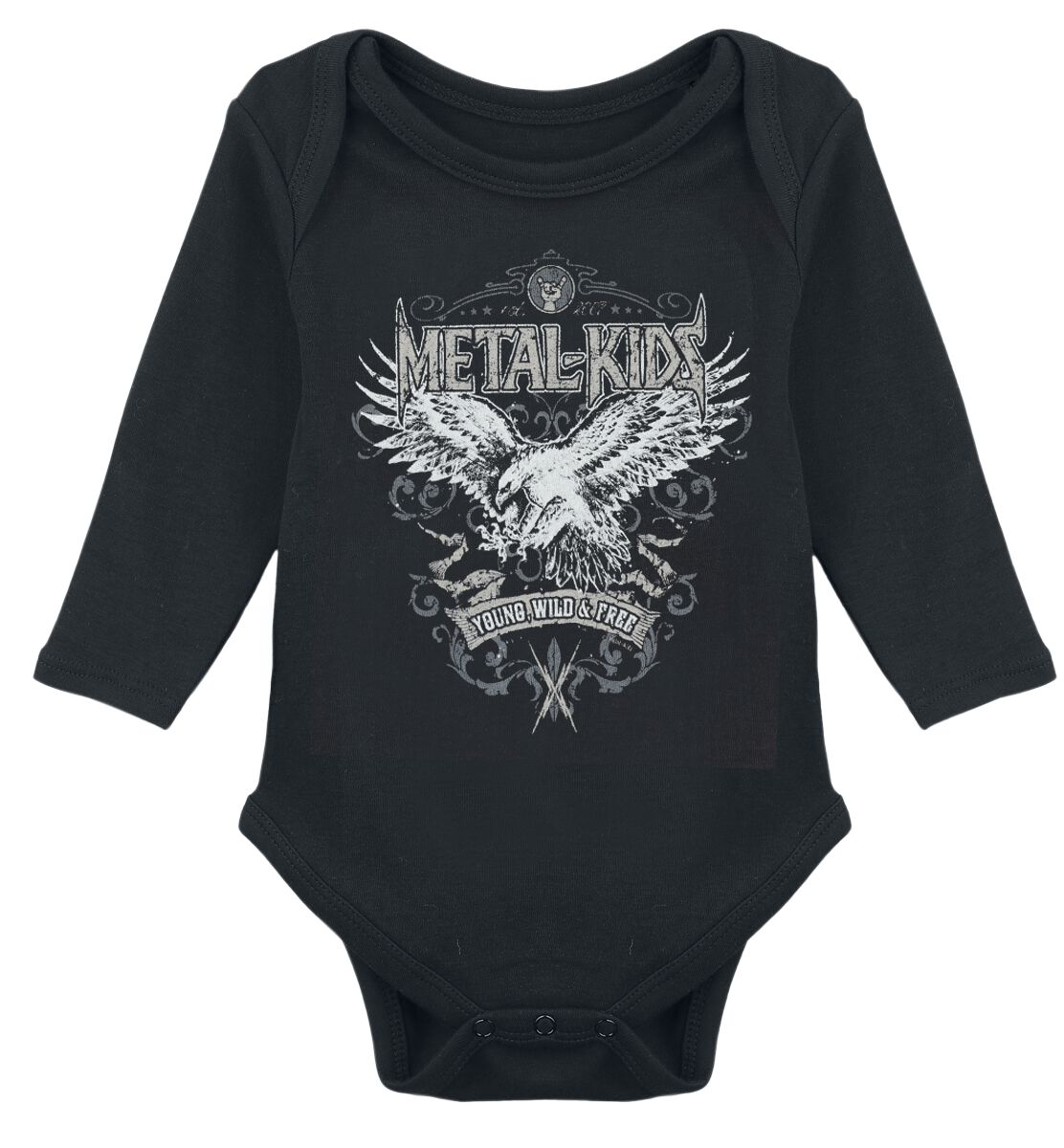 Metal Kids Body für Kleinkinder - Young, Wild & Free Langarmbody - für Mädchen & Jungen - schwarz von Metal Kids