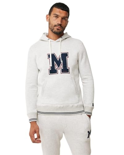 Mexx Men's Hoodie with Chest Artwork Hooded Sweatshirt, Off White Melee, M von Mexx