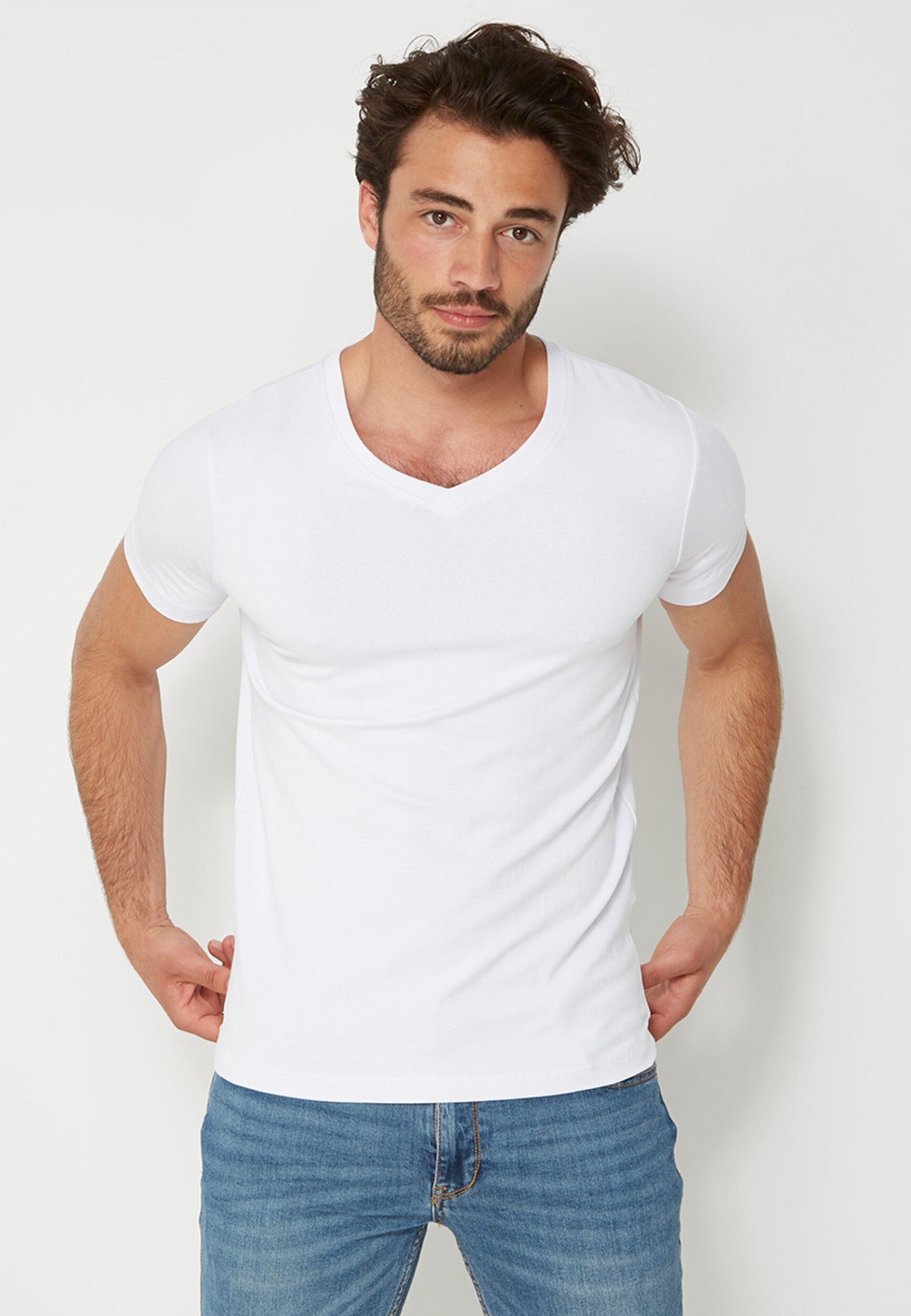 T-shirt v-neck 2-Pack Weiß von Mexx