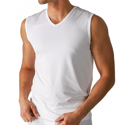 2er Pack Mey Herren Muskel-Shirt – Größe 7 – Weiß – Tank Top – V-Ausschnitt – Unterhemd ohne Arm – Bi-elastisch – Kühlender Effekt – 46037 Dry Cotton von Mey
