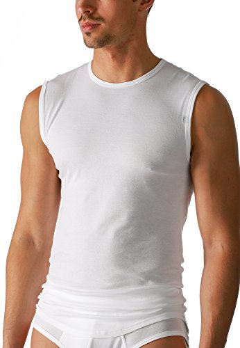 2er Pack Mey Herren Shirt – Größe 4 – Weiß – Unterhemd mit Rundhals-Ausschnitt – Ohne Arm - Pima Baumwolle supergekämmt – 2801 Noblesse von Mey