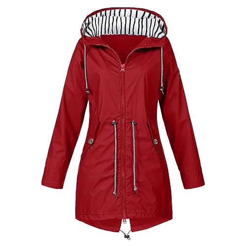 Meytudock Regenmantel Damen Oversize, Regenjacke Damen Fahrrad Regenparka Sommerjacke Leichte Wintercoat Übergröße Übermantel mit Kapuze Gefütterte Winddicht Regenjacke für Frühlings Herbst von Meytudock