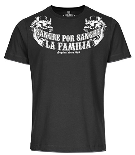 LA Familia ORIGINAL Double T-Shirt, IN DER MODEFARBE Black HOCHWERTIGE VERARBEITUNG Motiv Front- UND Backprint 100% Baumwolle SCHWERE QUALITÄT (XXL) von Mi Barrio