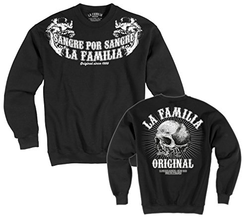 LA Familia ORIGINAL. „Double“ Herren Sweat Shirt SCHWARZ (4XL) von Mi Barrio