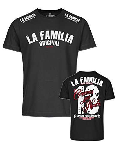 La Familia Original Fight, Black Line Herren T-Shirt 13, schwarz 100% Baumwolle (3XL) von Mi Barrio