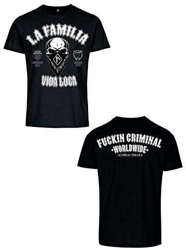 La Familia Vida Loca Original, Fuckin Criminal T-Shirt, schwarz, weiß, grau, rot (M, schwarz) von Mi Barrio