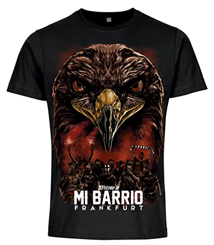 Mi Barrio Frankfurt Fan Herren T-Shirt, Frankfurt Adler Tshirt, Stadion Edition, schwarz oder weiß (as3, Alpha, xx_l, Regular, Regular, Black) von Mi Barrio