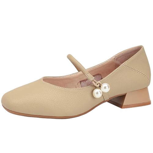 Damenschuhe Mary Jane Blockabsatz Chunky Perlenbesetzter Riemen Flats Knöchelriemen Pumps Damen Komfort Unterstützung Arbeit Ausgehen Weich,Khaki,36 EU Damenschuhe Mary Jane Blockabsatz Chunky Perlenbesetzter Riemen Flats Knöchelriemen Pumps Damen Komfort Unterstützung Arbeit Ausgehen Weich,Khaki,36 EU von MiaZane