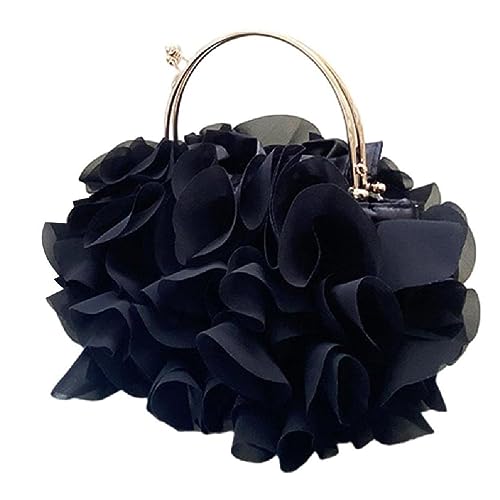 2023 Abendtasche, florale Tragetasche für Damen und Mädchen, Umhängetasche, trendig, lässig, modisch, Blumenhandtasche, florale Braut, Tragetasche, trendige Damengeldbörse, modische Blume, Schwarz von Miaelle