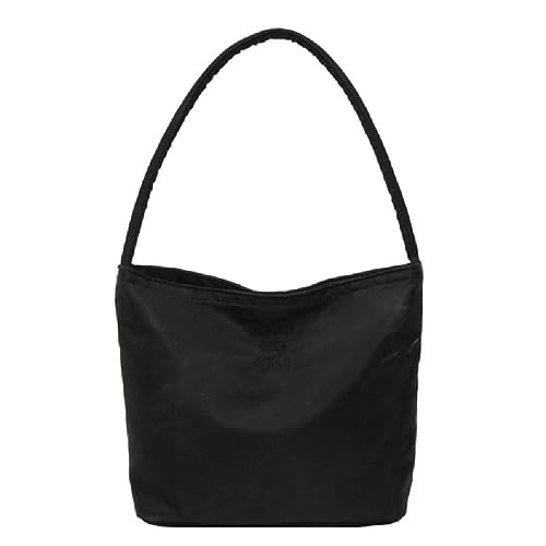 Lässige Handtasche, Eimertasche, Damengeldbörse, großes Fassungsvermögen, vielseitige Tragetasche für Mädchen und Frauen, modisch, koreanischer Stil, Nylon-Tasche, Schwarz von Miaelle