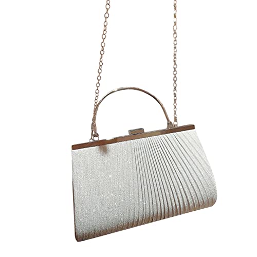 Miaelle Abendtasche für Damen, plissiert, Clutch, Geldbörse, Damen, Kette, Schultertasche, Umhängetasche, Glitzer, Party, Hochzeit, Handtasche von Miaelle