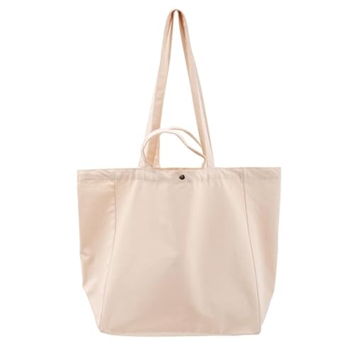 Miaelle Canvas-Tragetasche, einfarbig, Shopper Handtasche für Mädchen und Damen, große Kapazität, Umhängetasche, vielseitige Reisetasche, multifunktionale Handtasche, beige von Miaelle