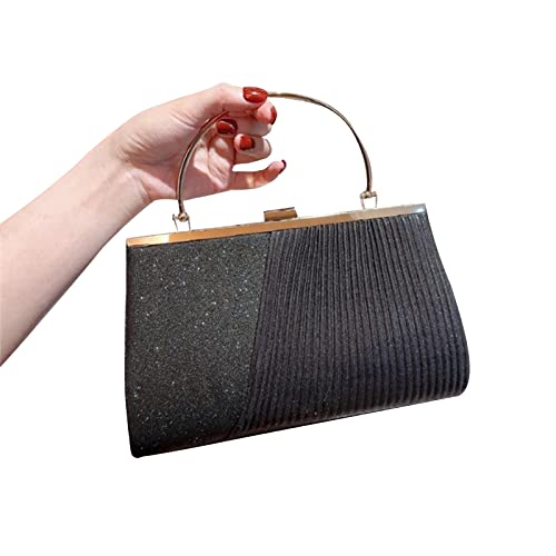 Miaelle Damen Abend-Clutch, Hochzeit, Geldbörse, Cocktail, plissiert, Handtasche, modische Umhängetasche, Glitzer, Kettenriemen, Schultertasche von Miaelle