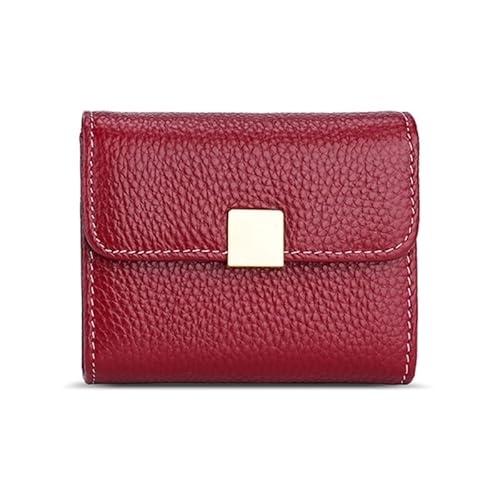 Miaelle Luxuriöser Damen-Kartenhalter, kurze Geldbörse, RFID-Bank, Kreditkarten-Organizer, Unisex, multifunktionale Clutch, RFID-blockierende Geldbörse, weinrot von Miaelle