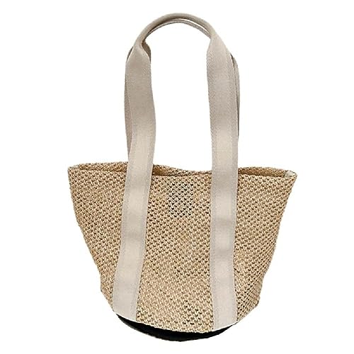 Miaelle Stilvolle gewebte Tragetasche für Damen, Handtasche, lässige Umhängetasche, perfekt für Strandausflüge und Shopping, ausgehöhlte Strandtasche, Schwarz von Miaelle