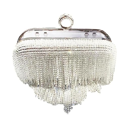 Miaelle Umhängetasche für Damen, formelle Abendtasche, Hochzeit, Party, Clutches, Cocktail, Abschlussball, Glitzer-Handtasche mit Kette, Abendtaschen für Damen, silber, 19x19x3.5cm/7.48x7.48x1.38in von Miaelle