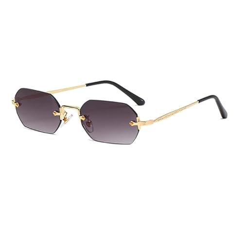 Retro-Sonnenbrille, Vintage-Stil, klein, randlos, Metallrahmen für Damen und Herren, modisches Accessoire, randlos, Retro-Sonnenbrille für Damen und Herren, quadratisch, 60er, 70er, 80er Jahre, von Miaelle