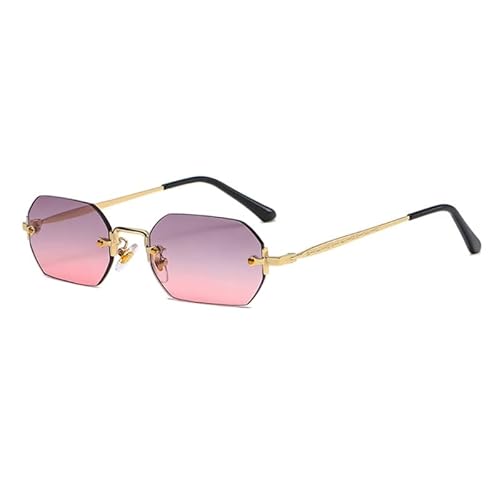 Retro-Sonnenbrille, Vintage-Stil, klein, randlos, Metallrahmen für Damen und Herren, modisches Accessoire, randlos, Retro-Sonnenbrille für Damen und Herren, quadratisch, 60er, 70er, 80er Jahre, von Miaelle