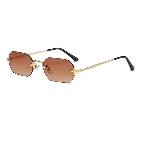 Retro-Sonnenbrille, Vintage-Stil, klein, randlos, Metallrahmen für Damen und Herren, modisches Accessoire, randlos, Retro-Sonnenbrille für Damen und Herren, quadratisch, 60er, 70er, 80er Jahre, von Miaelle