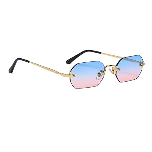 Retro-Sonnenbrille, Vintage-Stil, klein, randlos, Metallrahmen für Damen und Herren, modisches Accessoire, randlos, Retro-Sonnenbrille für Damen und Herren, quadratisch, 60er, 70er, 80er Jahre, von Miaelle