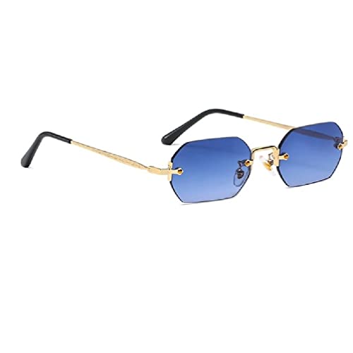 Retro-Sonnenbrille, Vintage-Stil, klein, randlos, Metallrahmen für Damen und Herren, modisches Accessoire, randlos, Retro-Sonnenbrille für Damen und Herren, quadratisch, 60er, 70er, 80er Jahre, von Miaelle