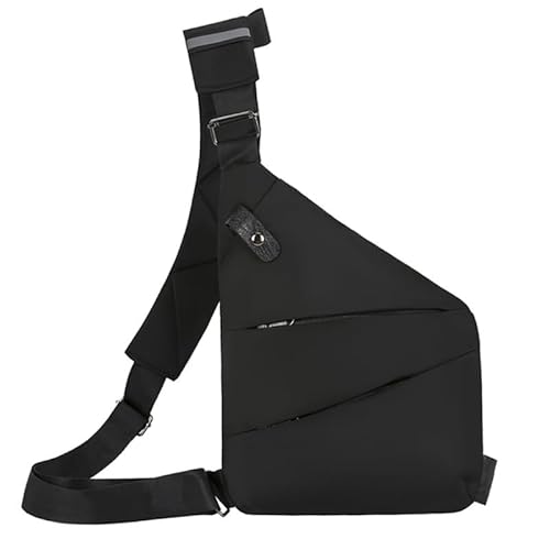 Umhängetasche mit Diebstahlschutz für Kopfhörer und Brillen, glatter Reißverschluss, Magnetverschluss für sichere Outdoor-Aktivitäten, Crossbody-Tasche, Schwarze linke Brust von Miaelle