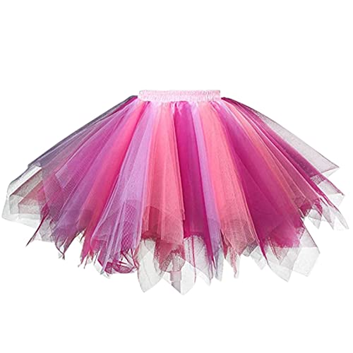 Damen Candy Color Multicolor Rock Support Half Body Puff Petticoat Bunter Kleiner kurzer Rock Röcke Für Leggings Schwarze Röcke Plissee Stoffrock Damen (R, One Size) von MianYaLi