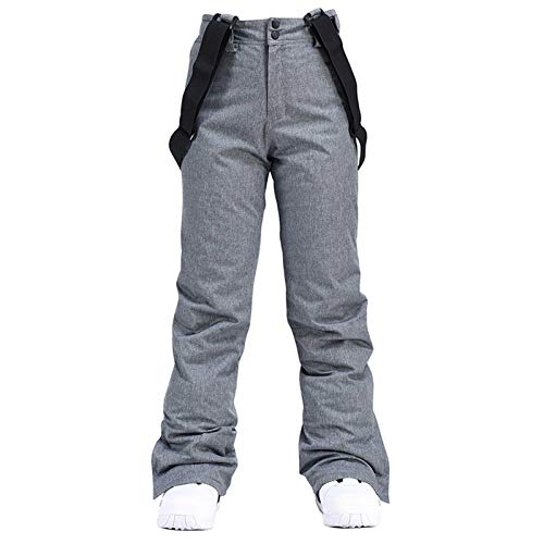 MianYaLi Damen Winter Skihose,Damen Snowboard Trägerhosen Thermohose Warme mit Verstellbaren Hosenträgern Overall Winter (Grau, L) von MianYaLi