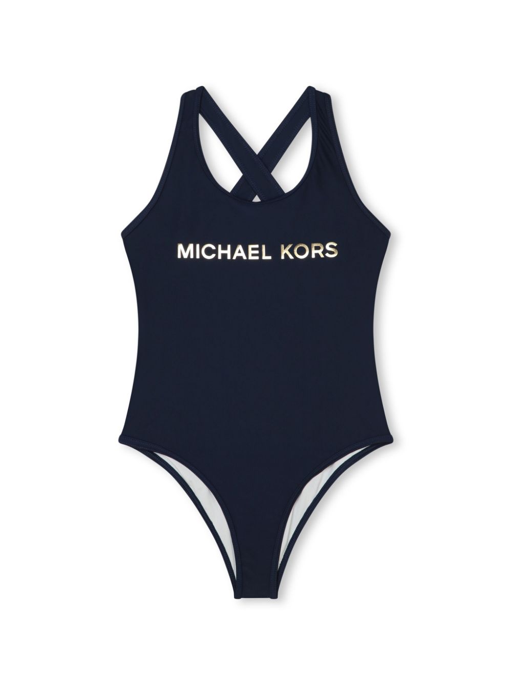 Michael Kors Kids Hoch geschnittener Badeanzug mit Logo - Blau von Michael Kors Kids