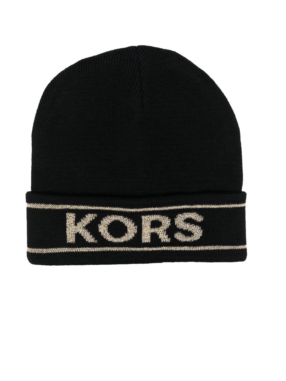 Michael Kors Kids Intarsien-Beanie mit Logo - Schwarz von Michael Kors Kids