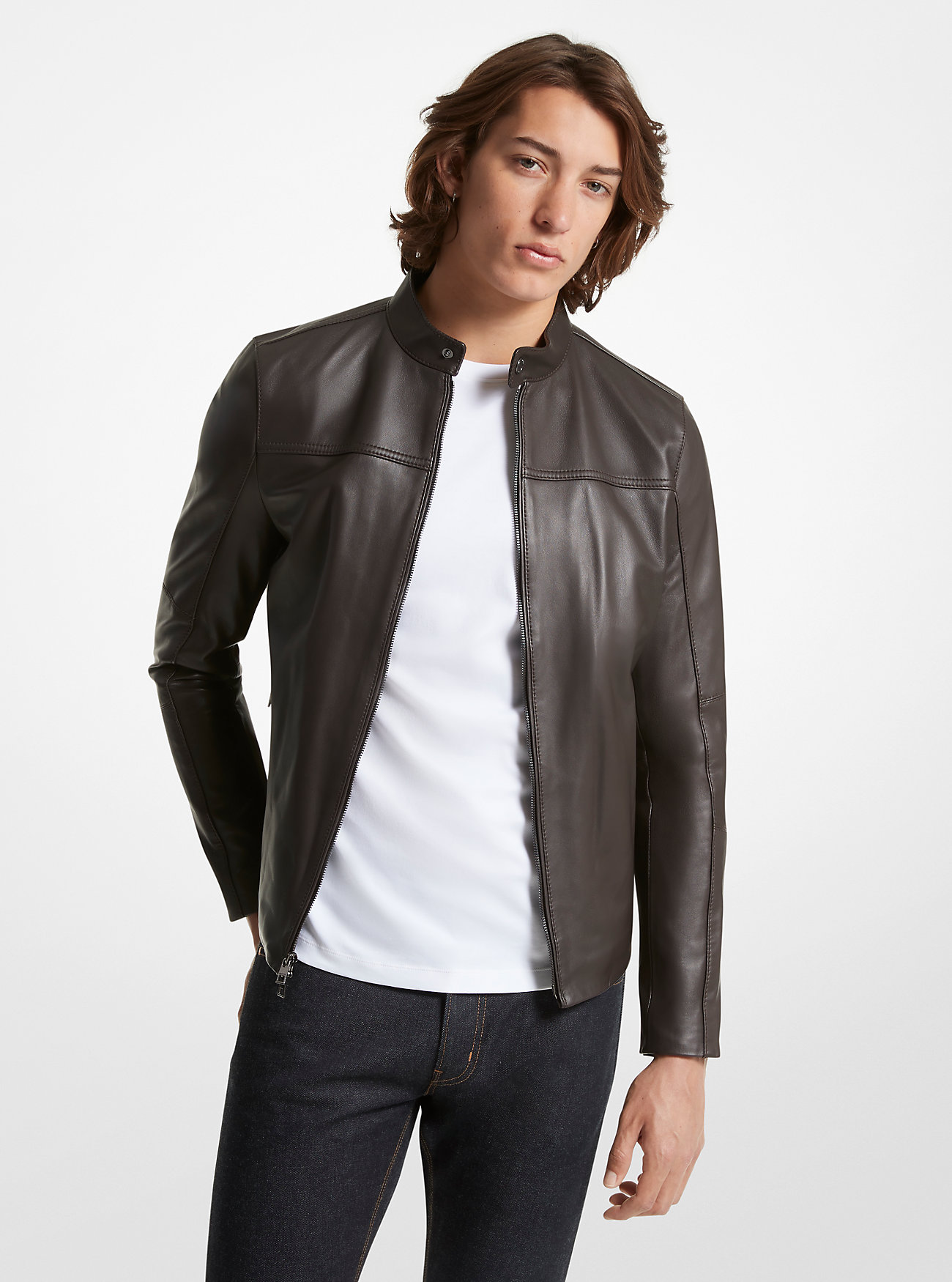 MK Bikerjacke Aus Leder - Braun - Michael Kors MK Bikerjacke Aus Leder - Braun - Michael Kors von Michael Kors Mens