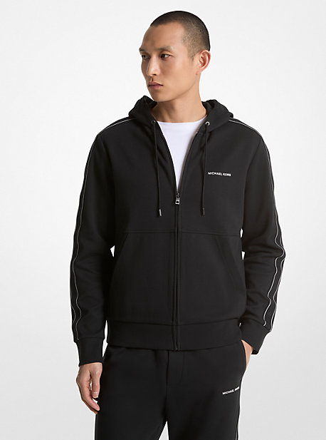 MK Kapuzenpullover Aus Baumwollmischgewebe Mit Reißverschluss Und Logostreifen - Schwarz - Michael Kors von Michael Kors Mens