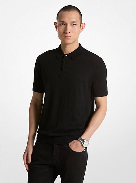 MK Poloshirt Aus Merinowolle - Schwarz - Michael Kors von Michael Kors Mens