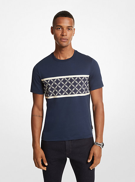 MK T-Shirt Aus Baumwolle Mit Empire-Logomuster - Blau - Michael Kors von Michael Kors Mens