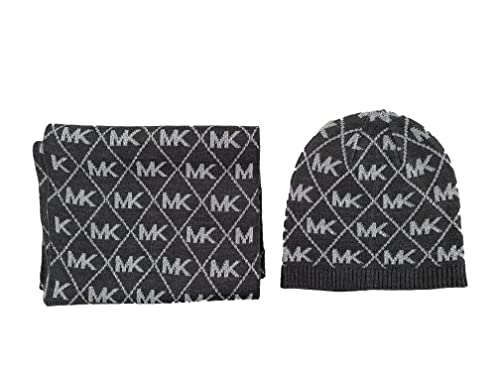 Michael Kors Women`s Metallic MK Diamond Logo Scarf And Hat 2 Piece Set (Grey(539230C-022)/S, One Size) von Michael Kors