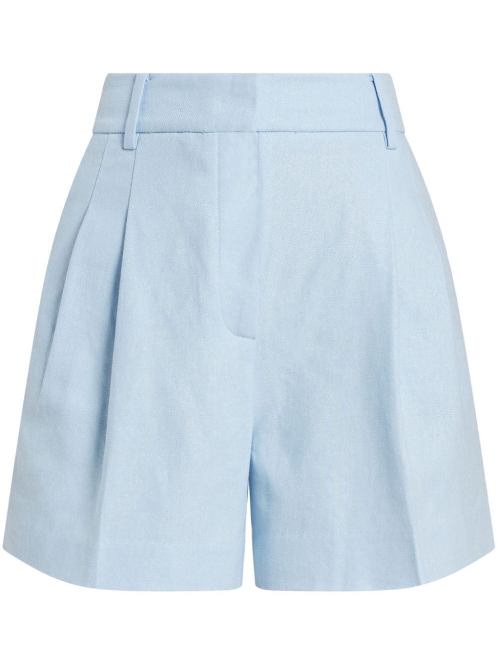 Michael Kors pleat-detailing linen-blend shorts - Blau von Michael Kors