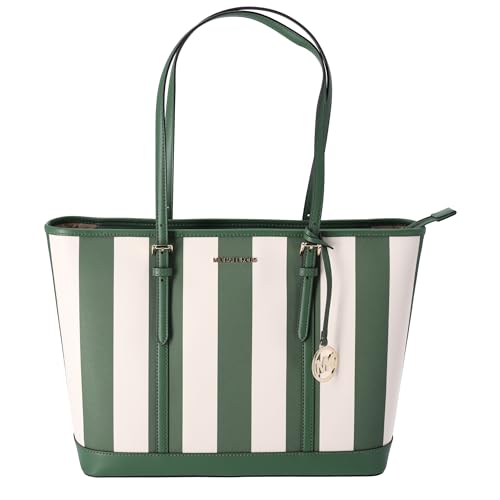 Michael Kors Jet Set Travel Large Top Zip Tote Fern Green Multi Stripe, Grün von Michael Michael Kors