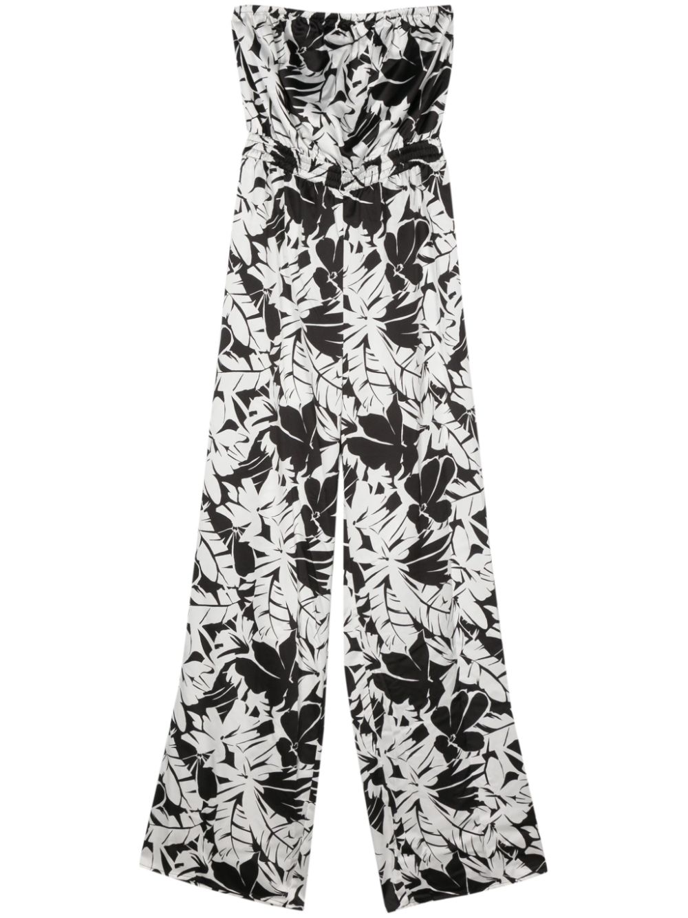 Michael Michael Kors Satin-Jumpsuit mit Palmen-Print - Schwarz von Michael Michael Kors