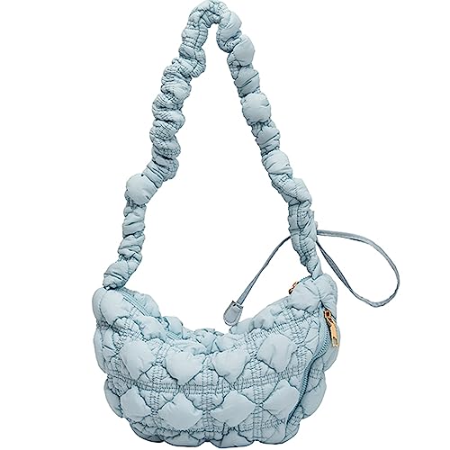 Micmores Crossbody Bag Damen, Bauchtasche Damen, Hobo Casual Schultertasche, Einfarbige Tragbare Halbmond-Tasche Umhängetasche mit verstellbarer Schultergurt(Light Blue) von Micmores