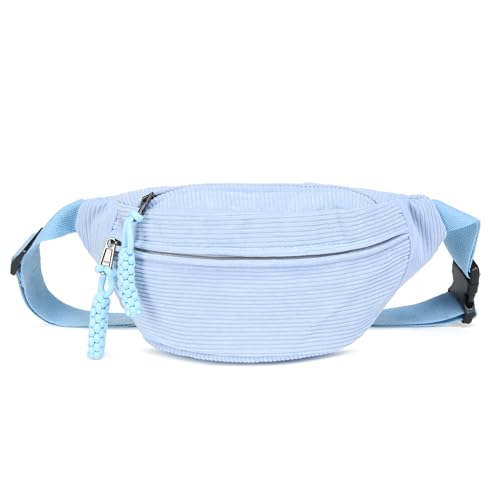 Micmores Umhängetasche Damen, Bauchtasche Damen Klein, Modische Cord Crossbody Bag Damen, Stilvolle & Praktische Brusttasche Gürteltasche Hüfttaschen für Outdoor Sport Reise Laufen Schule (Blau) von Micmores