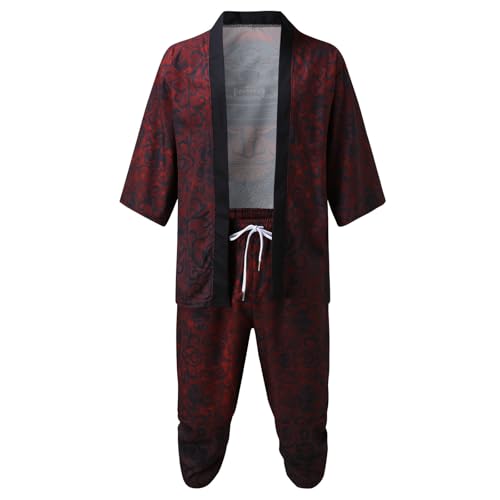 Midiskye Japanisches Kimono-Jacken-Set für Herren, Stilvoller Offener Vordermantel mit Shorts, Bedruckte Strickjacke, Sommer Alltagskleidung Loose Pyjamas Bademantel Traditionelle Anzug Midiskye Japanisches Kimono-Jacken-Set für Herren, Stilvoller Offener Vordermantel mit Shorts, Bedruckte Strickjacke, Sommer Alltagskleidung Loose Pyjamas Bademantel Traditionelle Anzug von Midiskye