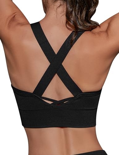 Migcaput BH Samen Set 1er & 3er Pack Bralette-BH aus Bio-Baumwolle, Bequem, Weich, Ohne Bügel,Bustier Damen Starker Halt Spaghettiträger Yoga Top für Damen schwarz L von Migcaput