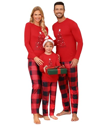 Migcaput Christmas Weihnachts Pyjama Weihnachten Für Familie Schlafanzug Damen Herren Kinder Weihnachtspyjama Set Paare Nachtwäsche Couple PJs Rot-B M von Migcaput