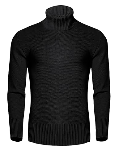 Migcaput Herren Rollragen Pullover Feinstrick Sweater Rollkragenpullover Langarmshirt Slim fit mit Stehkragen Basic Männer Schwarz M von Migcaput