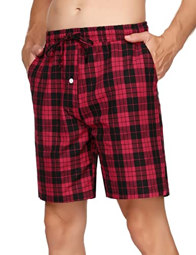 Migcaput Schlafanzug Herren Kurz Baumwolle Kariert Pyjamahose Kurze Hosen Sommerhose Kariertes Pyjama Shorts Männer Schlafanzughose von Migcaput