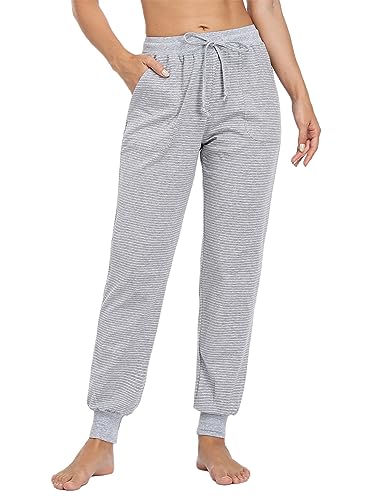 Migcaput Schlafanzughose Damen Hosen Baumwolle Lange Jogginghose Trainingshose Pyjamahose Lang Sporthose Frauen Schlafhose - Grau, XXL von Migcaput