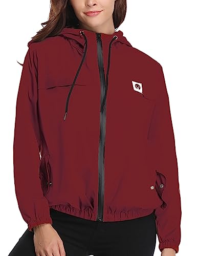 Migcaput Windbreaker Damen Leicht Regenjacke Wasserdicht Zip Regenmantel dünner Sportjacke Softshelljacke für Frauen WR S von Migcaput